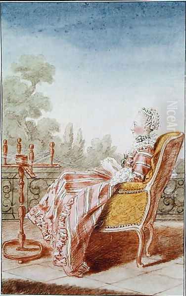 Lydia de Bournonville (1720-1791) Countess of Bentheim, 1767 Oil Painting by Louis Carrogis Carmontelle