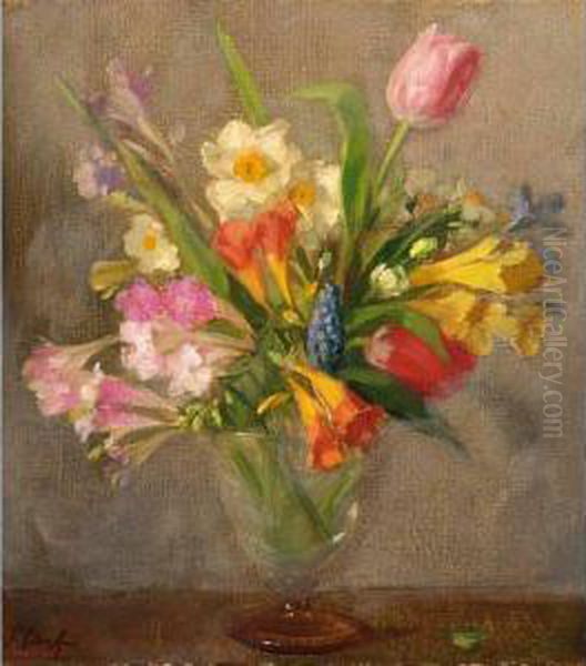 A Flower Still Life With Tulips And Daffodils Oil Painting by Salomon Garf