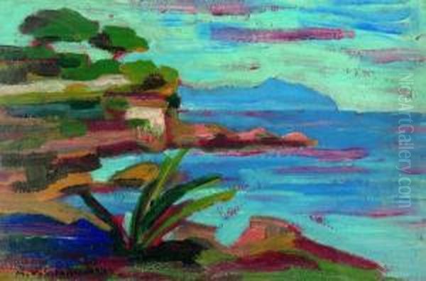 Marina A Bogliasco Oil Painting by Alfredo Ubaldo Gargani