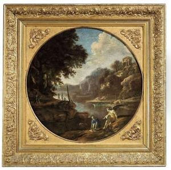 A River Landscape With Tobias And The Angel Oil Painting by Domenico Gargiulo