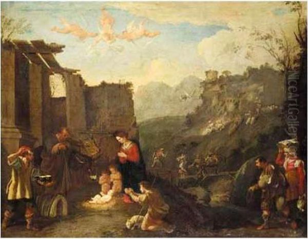 The Adoration Of The Shepherds Oil Painting by Domenico Gargiulo