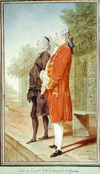 The Abbe de La Porte and the Marquis de Saint-Chamans, c.1766 Oil Painting by Louis Carrogis Carmontelle