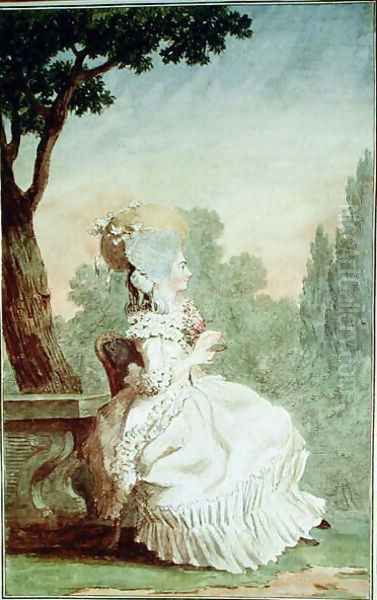 La Marquise Charles du Crest Oil Painting by Louis Carrogis Carmontelle