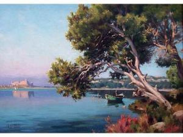 Pecheur A L Etang De Fos Oil Painting by Joseph Garibaldi