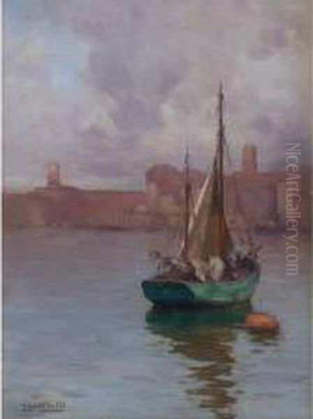 Voilier Dans Le Vieux-port Oil Painting by Joseph Garibaldi