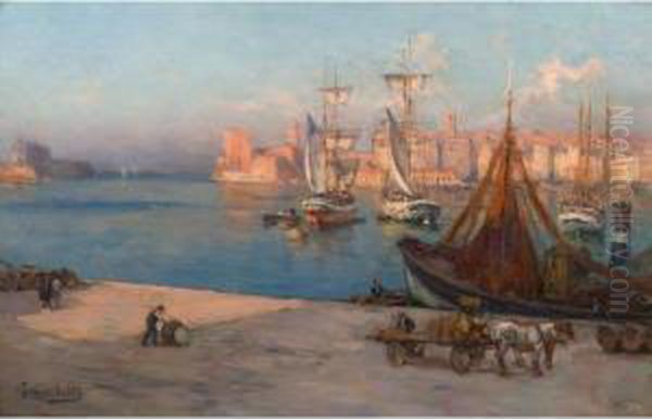 :linterieur Du Port De Marseille Oil Painting by Joseph Garibaldi