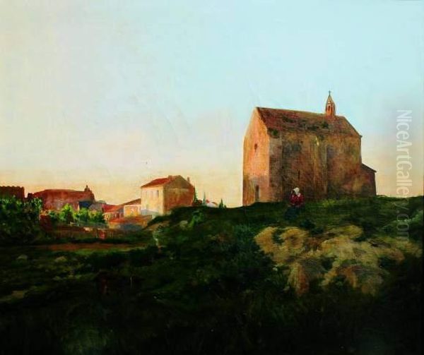 L'eglise De Fos Sur Mer Oil Painting by Joseph Garibaldi