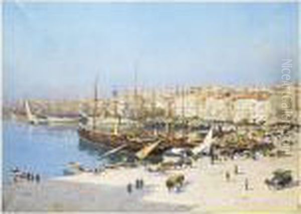 Vue Du Vieux Port A Marseille Oil Painting by Joseph Garibaldi