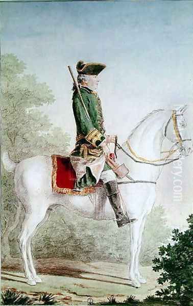 Louis-Antoine du Prat de Nantouillet, Marquis of Barbancon, huntsman to the Duke of Orleans, 1763 Oil Painting by Louis Carrogis Carmontelle