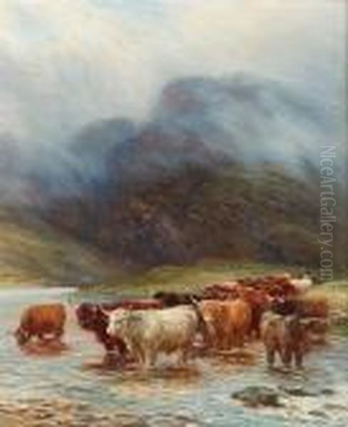 A Ford In The Highlands Oil Painting by Henry Garland