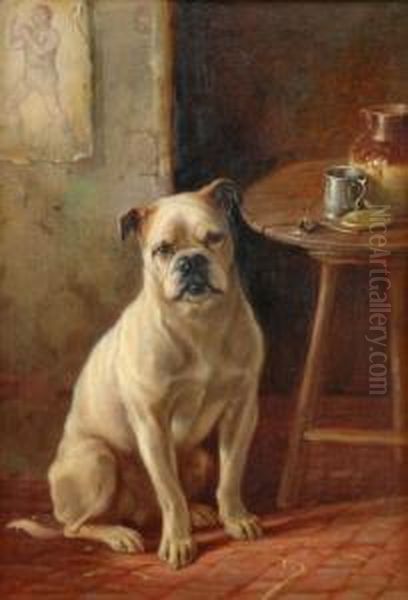 Boxer I Interior. Signerad, Duk, 25x17 Oil Painting by Valentine Thomas Garland