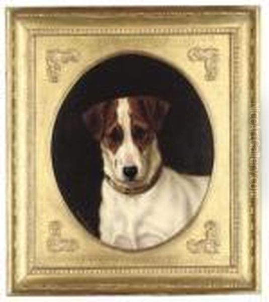 The Head Of A Terrier Oil Painting by Valentine Thomas Garland