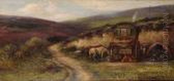 A Gypsy Encampment Oil Painting by Valentine Thomas Garland