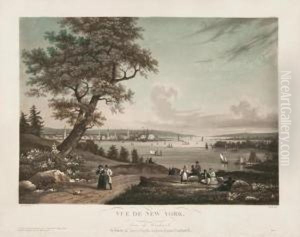 Vue De New York, Prise De Weahawk (a Viewof New-york, Taken From Weahawken). Oil Painting by Ambroise-Louis Garneray