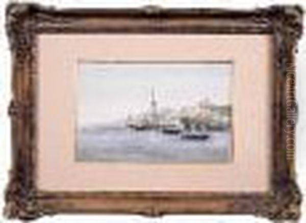 Vue Du Port De Genes Oil Painting by Ambroise-Louis Garneray