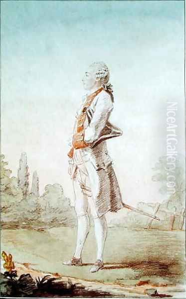 Louis-Philippe Comte de Durfort, Colonel du Regiment de Chartres-Infanterie, c.1759 Oil Painting by Louis Carrogis Carmontelle