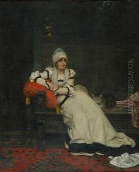 Woman On A Daybed Oil Painting by Jules Garnier