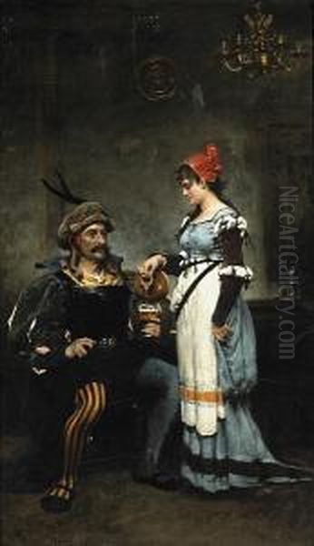 The Jester's Refreshment Oil Painting by Jules Garnier