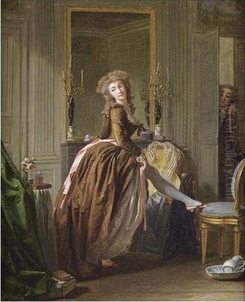 Une Elegante A Sa Toilette Oil Painting by Michel Garnier