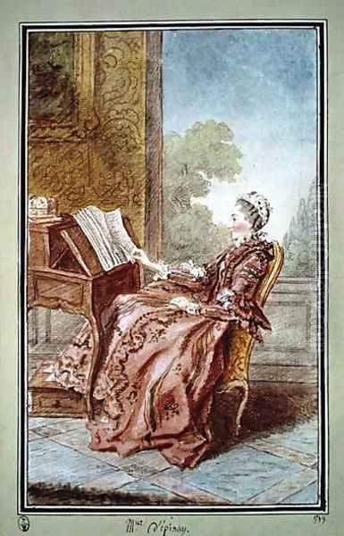 Madame d'Epinay reading, 1759 Oil Painting by Louis Carrogis Carmontelle