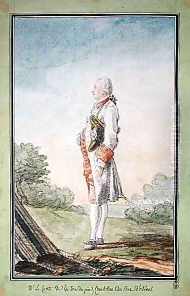 Philippe-Antoine-Gabriel-Victor-Charles (1723-94) Comte de La Tour-du-Pin Oil Painting by Louis Carrogis Carmontelle