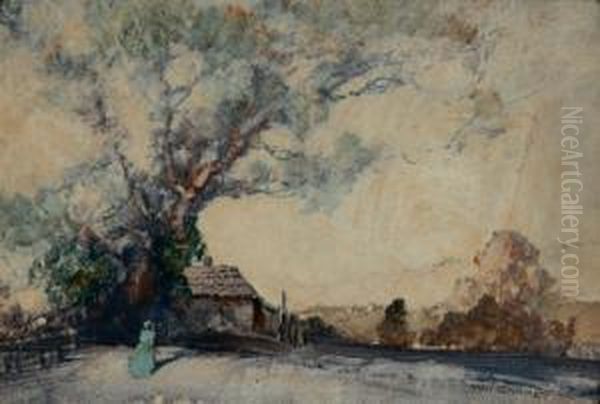 Figure Near A Farmhouse by Thomas Balfour Garrett