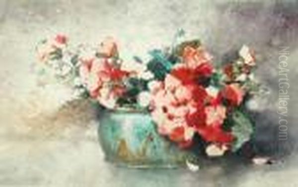 Geraniums Oil Painting by Tom Garrett