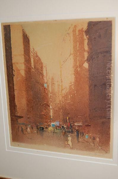 City Street Oil Painting by Tom Garrett