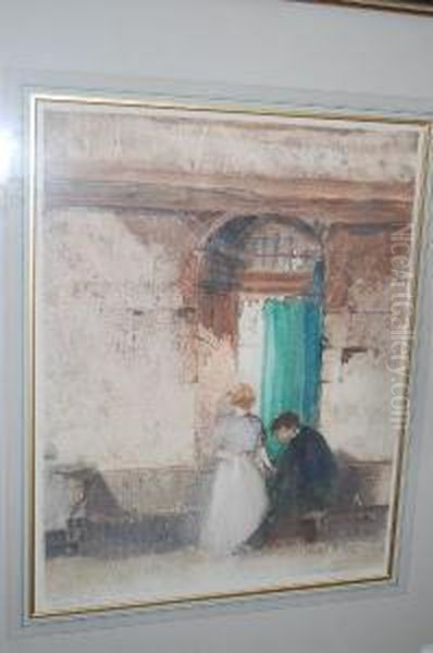 Green Door Oil Painting by Tom Garrett