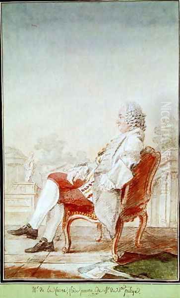 Monsieur de La Curne de Sainte-Palaye, 1760 Oil Painting by Louis Carrogis Carmontelle