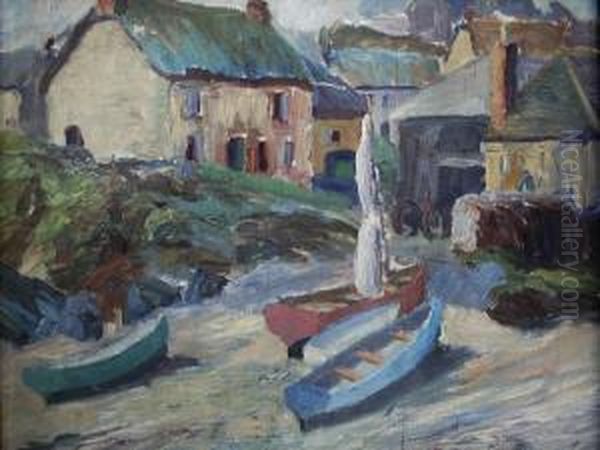 Beached Boats Oil Painting by Norman Garstin