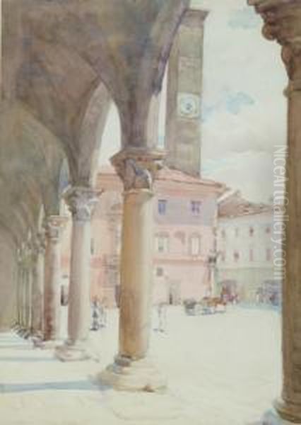 View Of An Italian Plazza Oil Painting by Norman Garstin