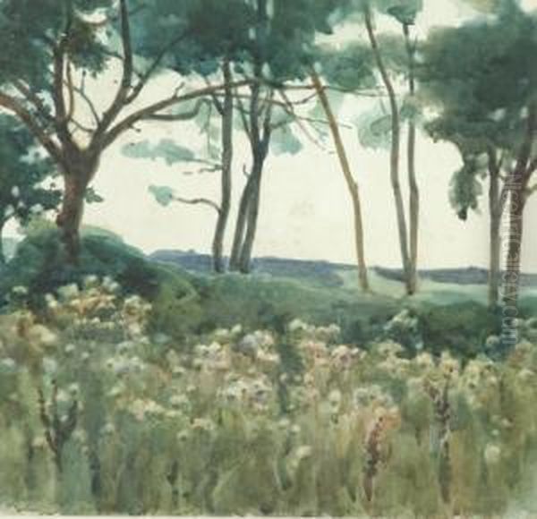 Landscape Of Wild Flowers Oil Painting by Norman Garstin