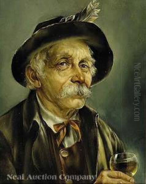 An Alpinegentleman With A Glass Of Wine Oil Painting by Eduard Gartner