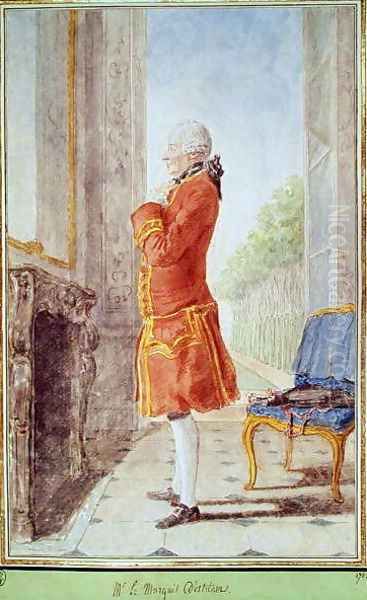 Jacques-Robert Le Hericy, Marquis d'Etreham, 1769 Oil Painting by Louis Carrogis Carmontelle