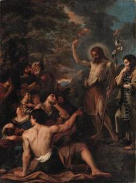 Saint John The Baptist Preaching To The Multitude Oil Painting by Luigi Garzi