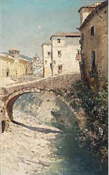 Veduta Di Paese Oil Painting by Giuseppe Garzolini