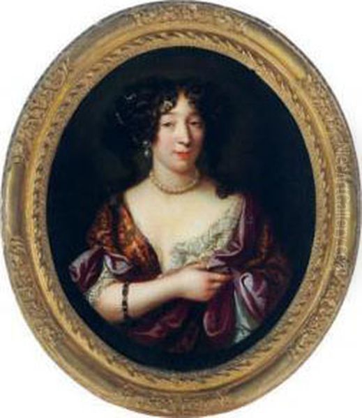 Portrait Of Louise De 
Kerouaille, Duchess Of Portsmouth(1649-1734), Bust-length, In A Painted 
Oval Oil Painting by Henri Gascard