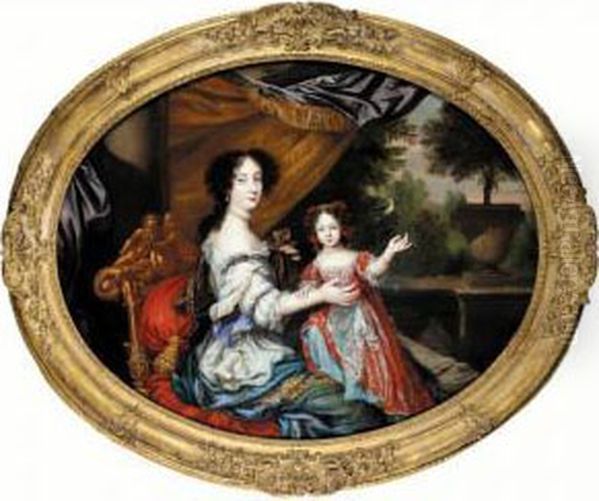 Portrait Of Barbara Villiers, 
Countess Of Castlemaine (1640-1709), And Her Daughter, Lady Charlotte 
Fitzroy, Countess Of Lichfield (1664-1718) Oil Painting by Henri Gascard