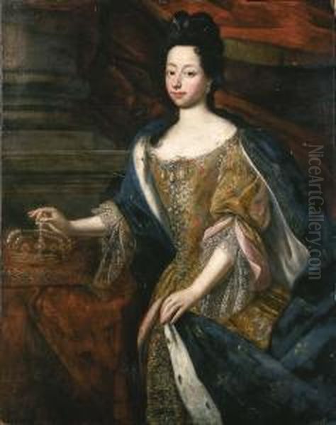 Portrait Of A Lady, Possibly Mary Of Modena Oil Painting by Henri Gascard