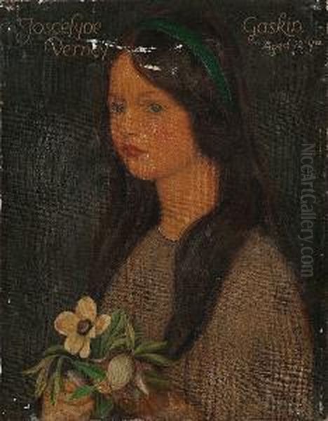 Portrait Of Joscelyne Verney Gaskin, Aged 12 Yrs. Oil Painting by Arthur Joseph Gaskin