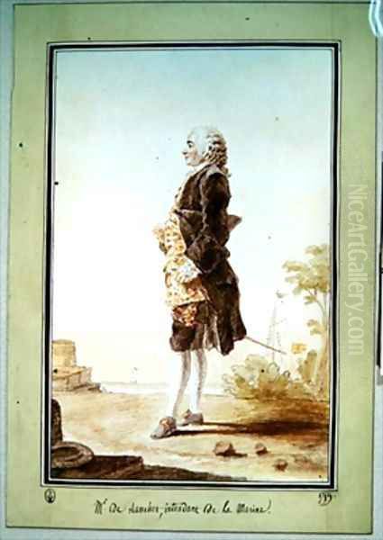 Monsieur de Ranchet Intendant de la Marine Oil Painting by Louis Carrogis Carmontelle