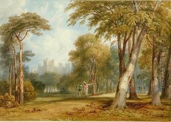 A Park Near Middleham Castle In Yorkshire, King Henry Vi, Part Iii, Act Iv, Scene V Oil Painting by Henry G. Gastineau