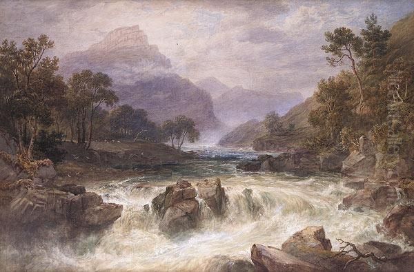 Falls Of The Tummel, Perthshire Oil Painting by Henry G. Gastineau