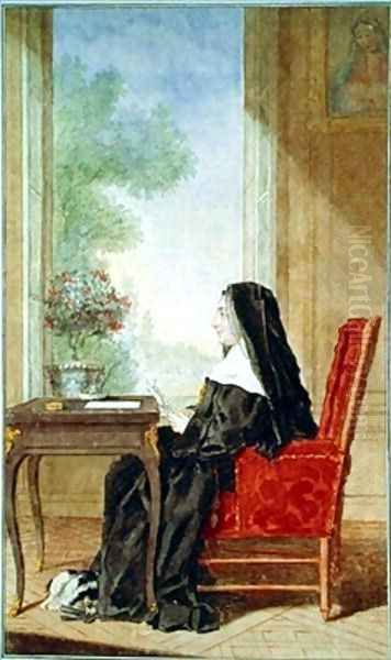 Madame de Chanut, Abbess of St. Remi Oil Painting by Louis Carrogis Carmontelle