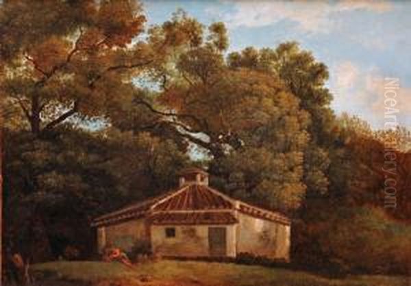 Hermit By A Rustic Building In A Woodland Landscape Oil Painting by Louis Gauffier