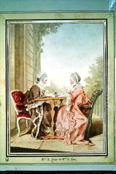 Elisabeth Madame de Chalut et Madame de Spon Oil Painting by Louis Carrogis Carmontelle