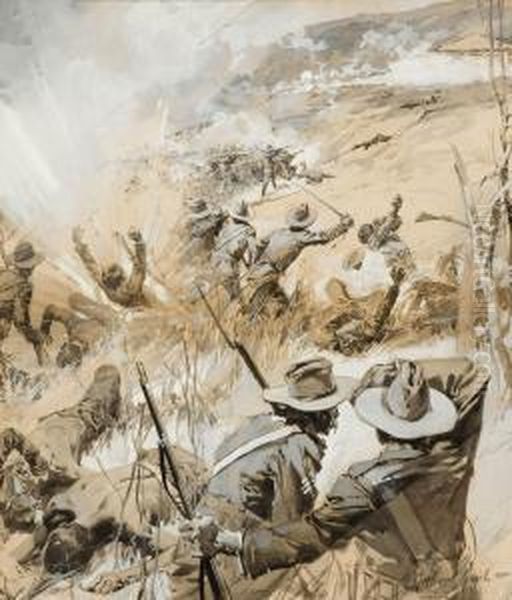 Spanish-american War Scene Oil Painting by Gilbert Gaul