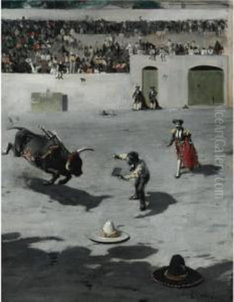 Bullfight In Mexico Oil Painting by Gilbert Gaul