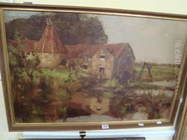 Farmyard With Watermill Oil Painting by David Gauld